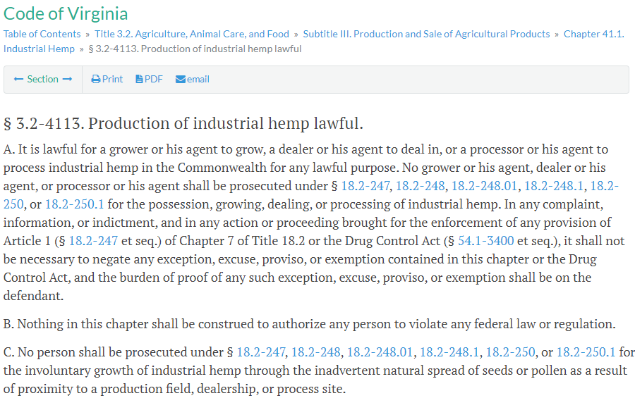 growing and processing industrial hemp is now legal in Virginia