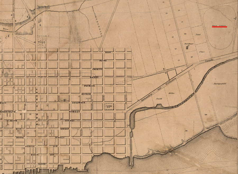 the Mount Vernon racetrack operated at Alexandria prior to the Civil War