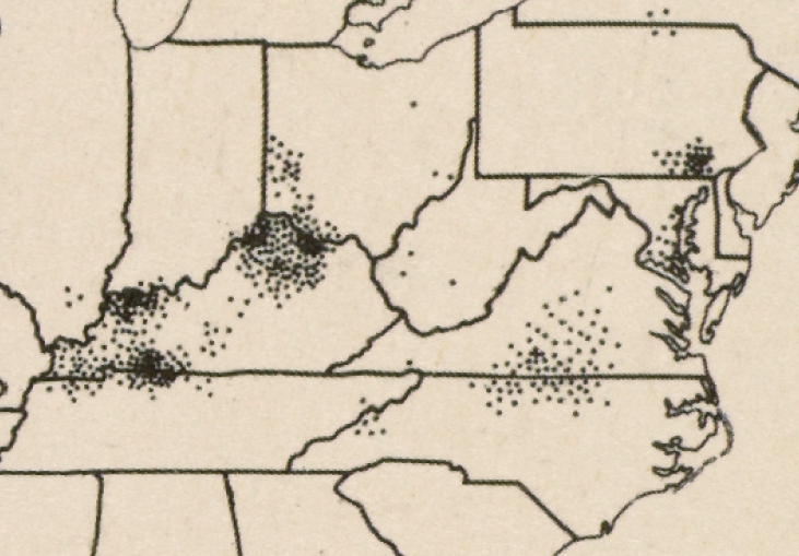 tobacco production was concentrated in Virginia and Kentucky in 1889, but then expanded into southern states and markets developed south into Florida