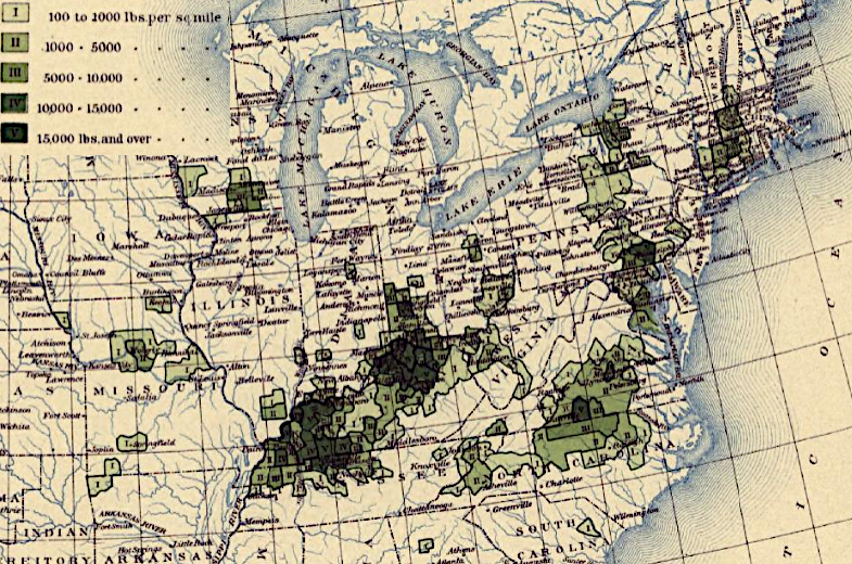 tobacco production by county, 1890