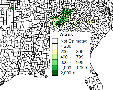 counties growing flue-cured tobacco, 2010
