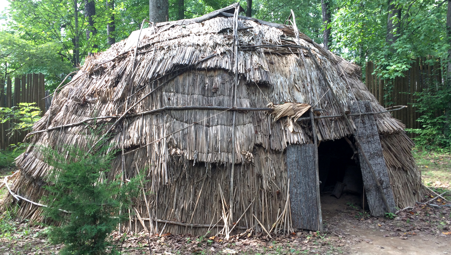 this yi-hakin at Henricus Historical Park, made from reeds and bark, had lasted four years by 2017