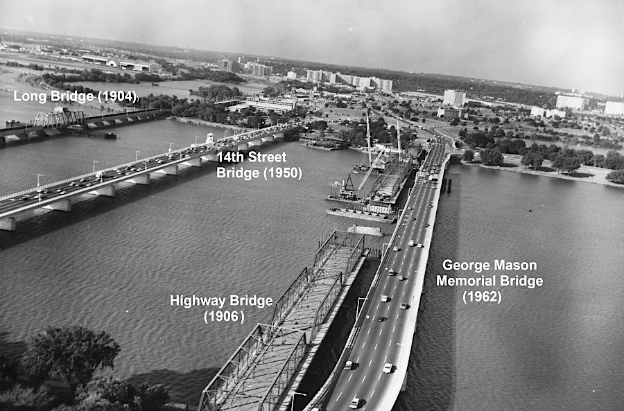 looking towards Virginia as the Highway Bridge built in 1906 is dismantled and a new bridge contructed for northbound traffic