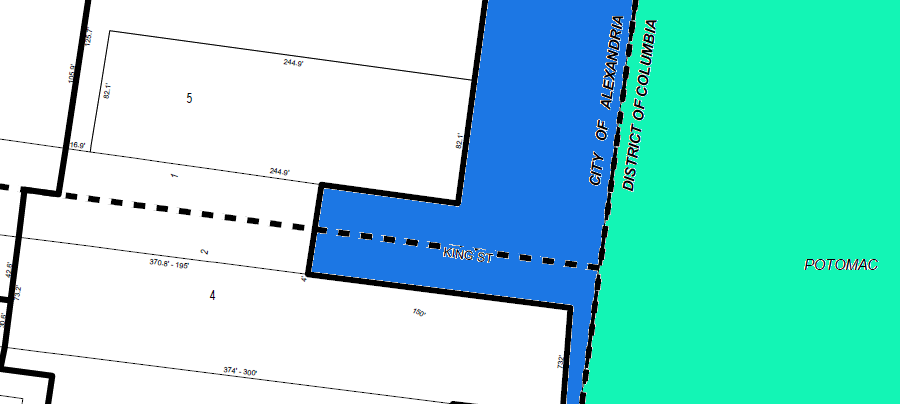 at the foot of King Street, the boundary of the District of Columbia is at the pierhead line on the Alexandria waterfront