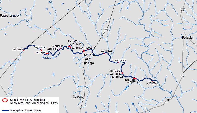 use of the Hazel River for commerce, a traditional basis for determining navigability, was documented far upstream of the Double Ford Bridge