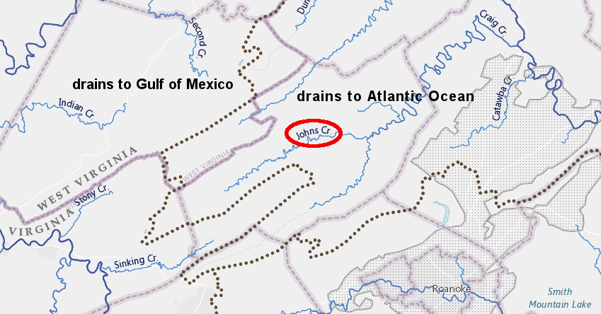 Johns Creek is in the James River watershed, so Kings Grant claims must document land transfers prior to 1792