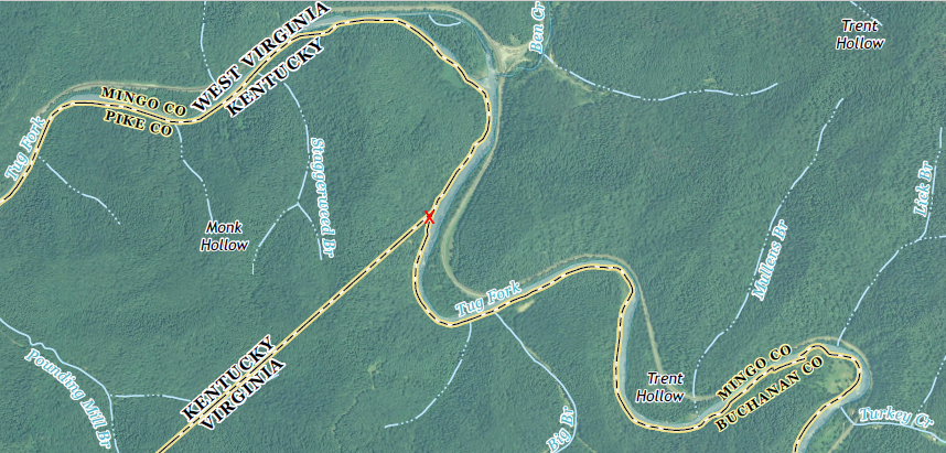 the tip of Buchanan County marks the Kentucky-Virginia-West Virginia border