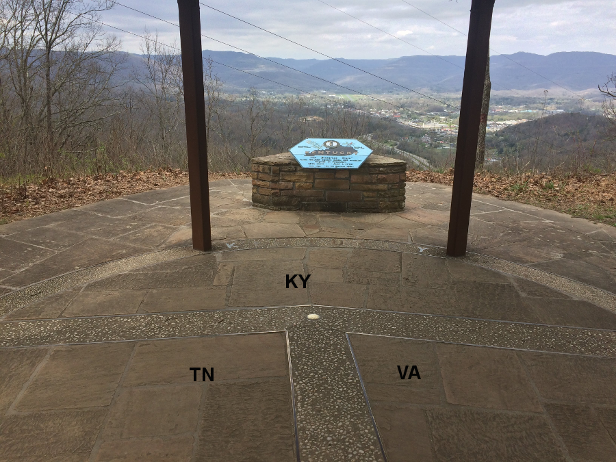 looking west towards Middlesboro, Kentucky from the tri-state boundary at Cumberland Gap