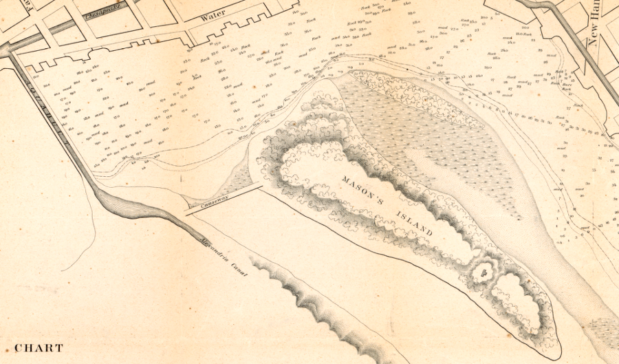 Analostan Island was connected in 1806 to the Virginia shoreline by a causeway that blocked river traffic
