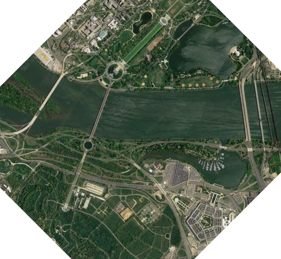 southern bank of the Potomac River, from Analostan/Mason's Island to Alexander Island today