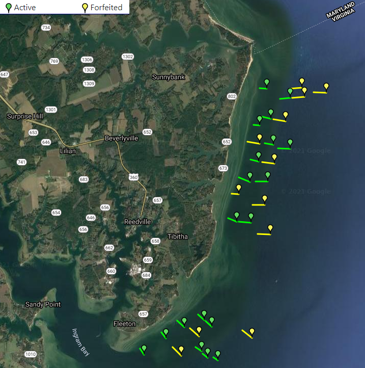 Virginia Marine Resources Commission permits are required for installing pound nets in the Virginia portion of the Chesapeake Bay
