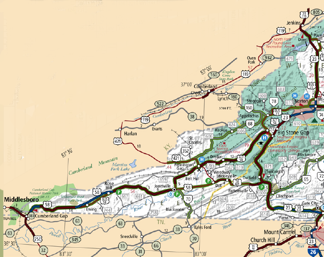 Route 58 - western edge