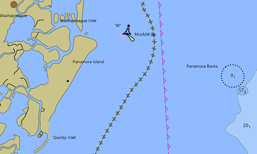 an artificial reef encircles the lighthouse on the Newport News Middle Ground Reef