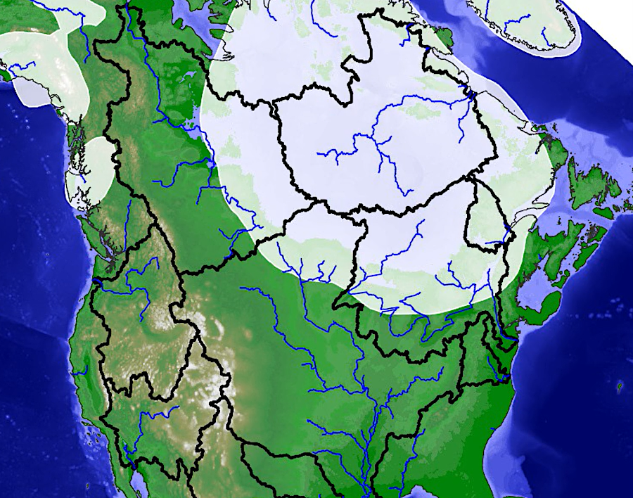 boundaries of drainage basins changed as the ice sheet melted, and sediments from as far away as Lake Superior washed to the Susquehanna and Hudson rivers
