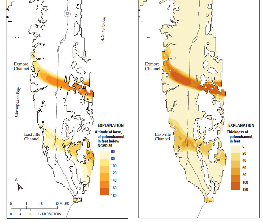 more-detailed maps showing the location of paleochannels across the Eastern Shore