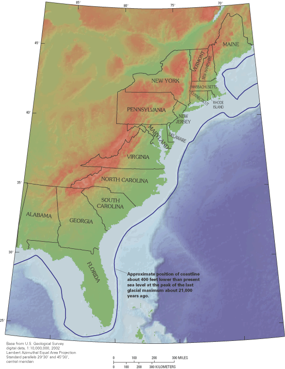 eastern boundary of Virginia during last Ice Age