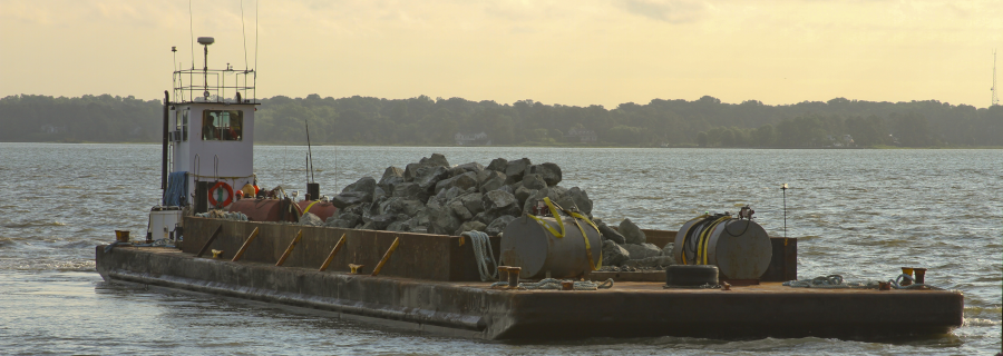 the Corps of Engineers placed rock on the York River shoreline in 2013 to counter erosion threatening the Colonial National Parkway