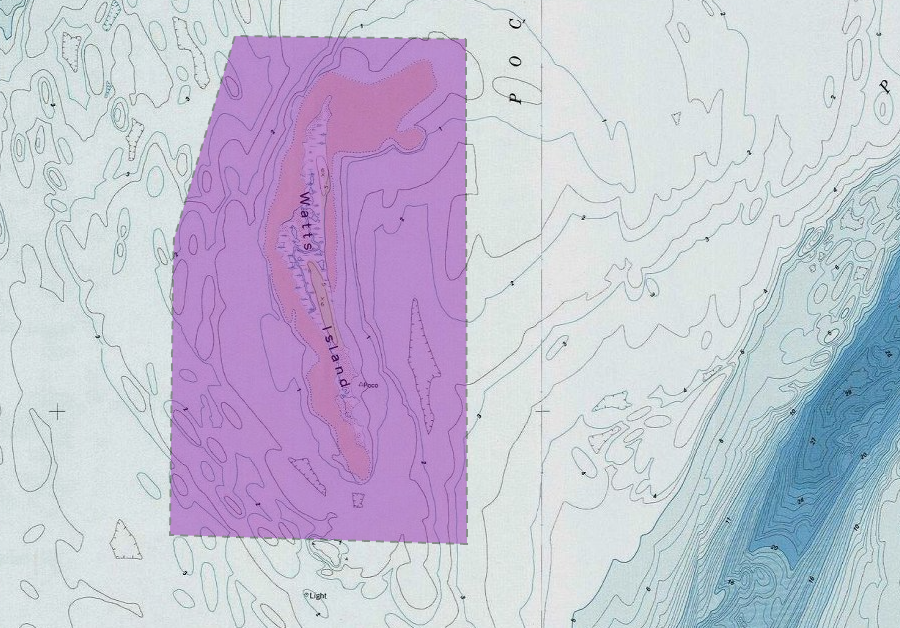 the 13 acres of fastland and an additional 1,972 acres of aquatic habitat at Watts Island are included within the Coastal Barrier Resources System