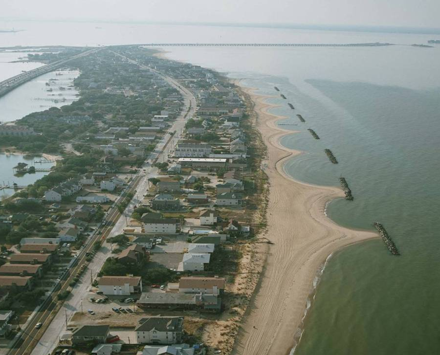 rock breakwaters, built parallel to the shore at Willoughby Bay Spit and East Ocean View in Norfolk, interrupt the natural migration of sand and maintain a beach