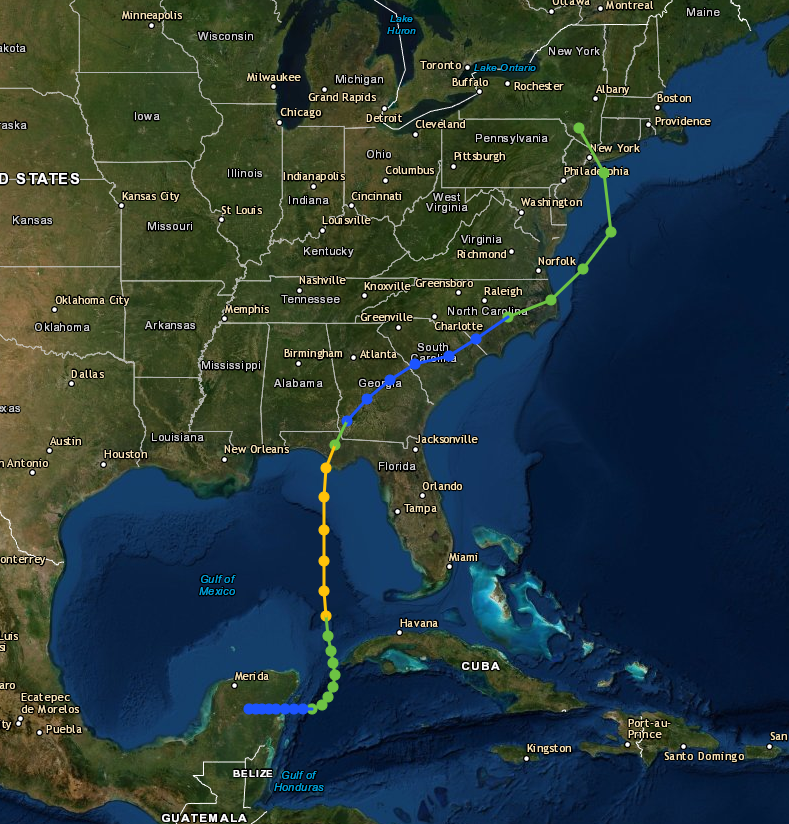 path of Hurricane Agnes in 1972