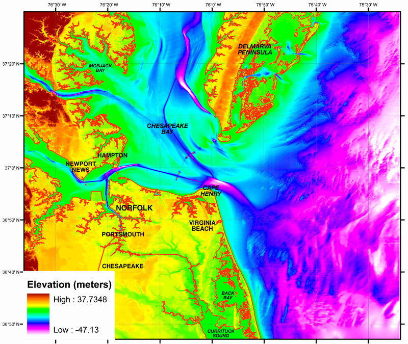 a 6-foot high tsunami would devastate much of Hampton Roads