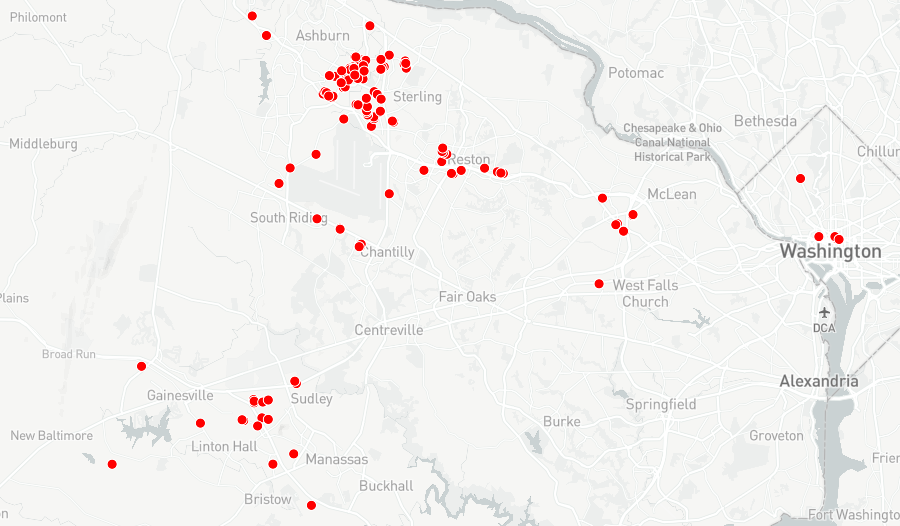 166 data centers in Northern Virginia (2019)