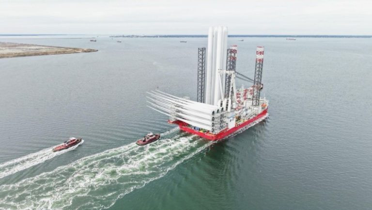 the Charybdis had brought four nacelles, four towers, and 12 blades for installation when the Trump Administration paused the offshore lease in December, 2025