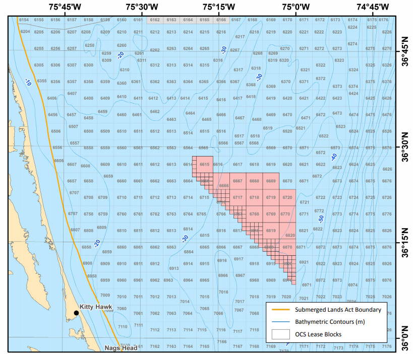 an offshore wind facility 27 miles east of Kitty Hawk will connect to the grid in Virginia Beach to distribute its electricity