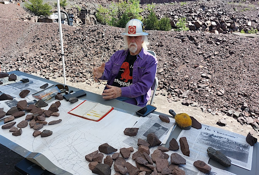 Bob Clore, telling the public on Dino Day in 2026 how he noticed the footprints in 1989