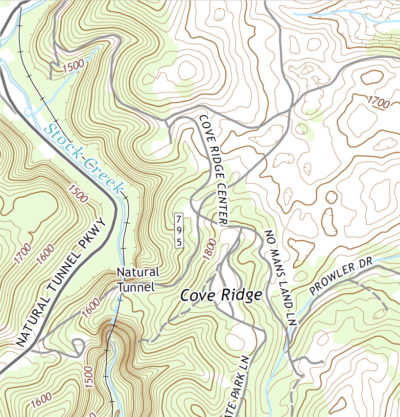 tracks of the Norfolk Southern Railroad also pass through Natural Tunnel