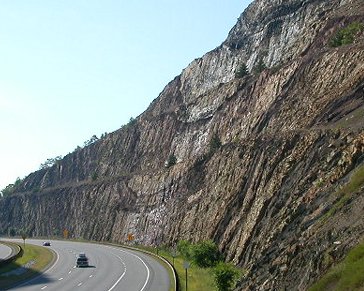 rocks layers in the Valley and Ridge province, folded by the collision with Africa