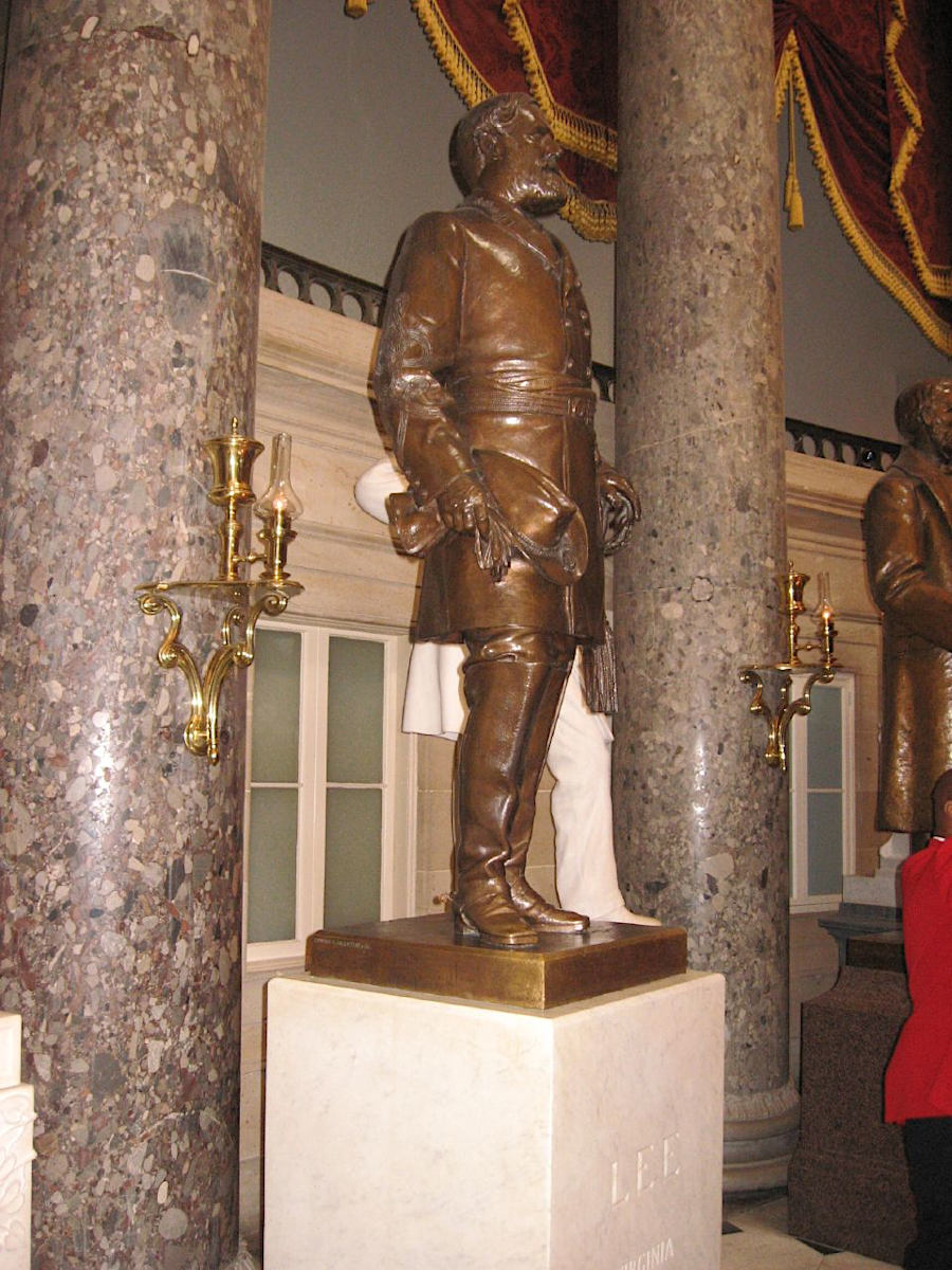columns of Potomac Marble flank the old statue of Robert E. Lee in Statuary Hall