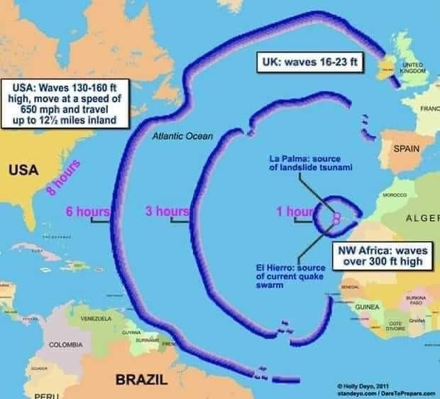 a volcanic eruption in the Canary Islands led to a fake tsunami alert in 2021
