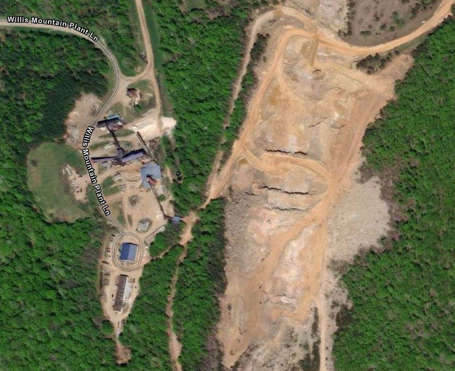 the shape of Willis Mountain has been transformed by mining