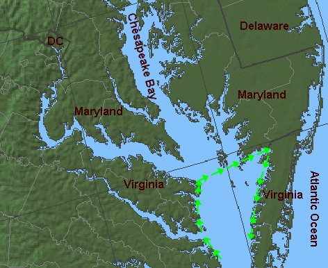 confluence of Potomac River and Chesapeake Bay
