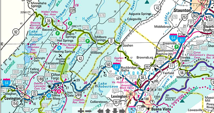 highway maps would be unreadable if they showed elevation through contour lines, so look for shading instead