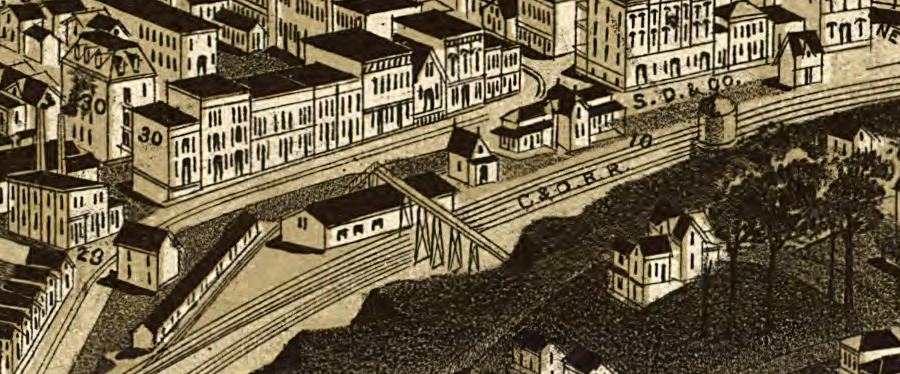 the railroad depot at Staunton was rebuilt after being destroyed in an 1890 train wreck