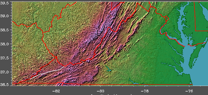 the evolution of Virginia's topography over the last billion years can be simplified to Virginia is bumpy in the west, flat in the east