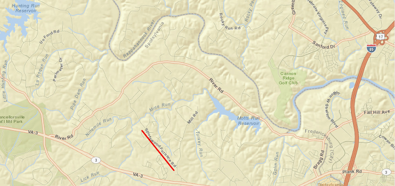 Tubal Furnace is recorded today by a road name in Spotsylvania County