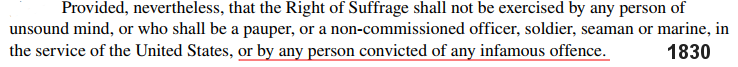 since 1830, the Constitution of Virginia has declared that people convicted of a felony lose the right to vote