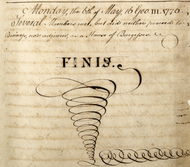 the colonial House of Burgesses stopped meeting on May 6, 1776, and the Virginia Revolutionary Convention declared independence and adopted the first state constitution a month later