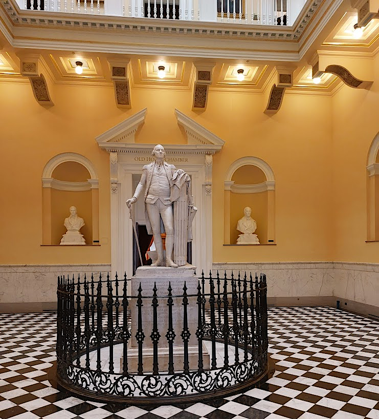 the Jean-Antoine Houdon statue of George Washington was installed in the State Capitol in 1796