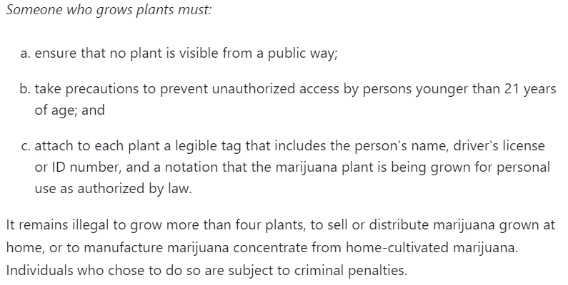 in 2021, the General Assembly legalized growing marijuana at home