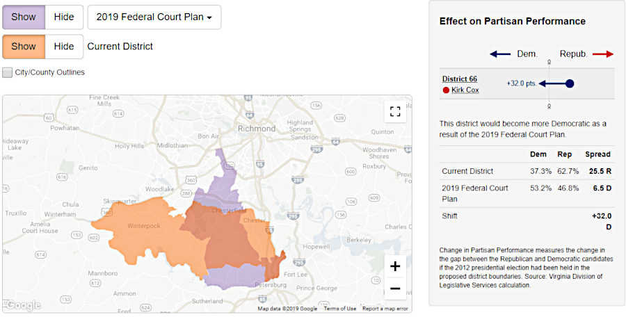 the Special Master proposed redrawing boundaries in 2019, substantially altering the re-election chances of the Republican incumbent serving as Speaker of the House of Delegates