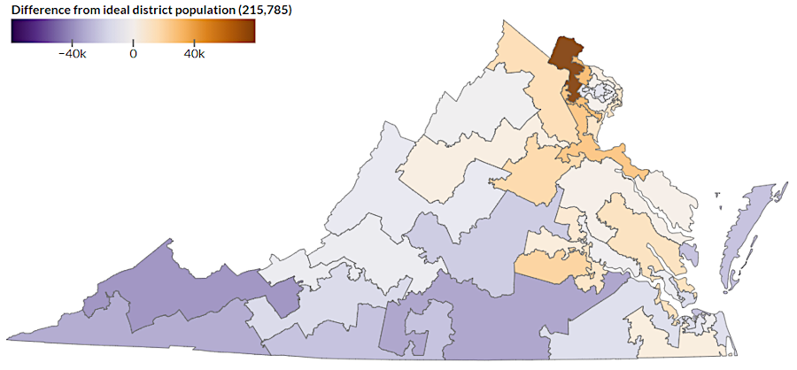 40 State Senate district boundaries established in 2011 had to be readjusted to reflect population changes between 2010-2021
