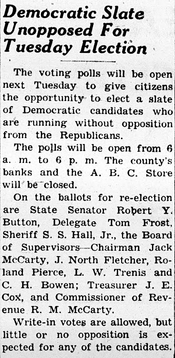 the routine, non-newsworthy power of the Byrd Machine in 1955 was reflected in a news story that was printed on p.7