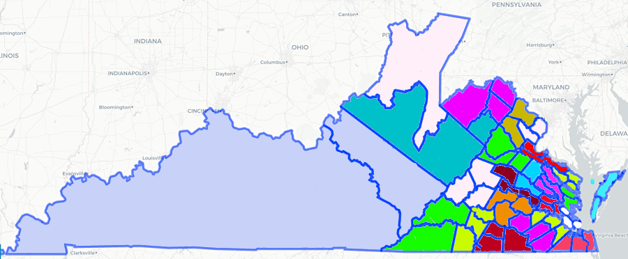 counties and the district of West-Augusta were clumped into 24 districts for electing state senators in 1776