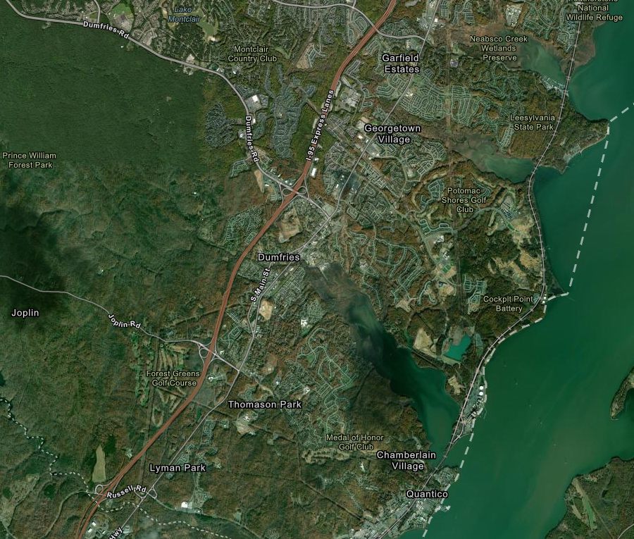 eastern Prince William, along I-95 corridor in 2020