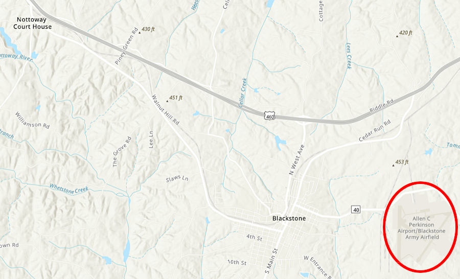the US Army and Town of Blackstone jointly manage Allen C. Perkinson Airport (Blackstone Army Airfield) now