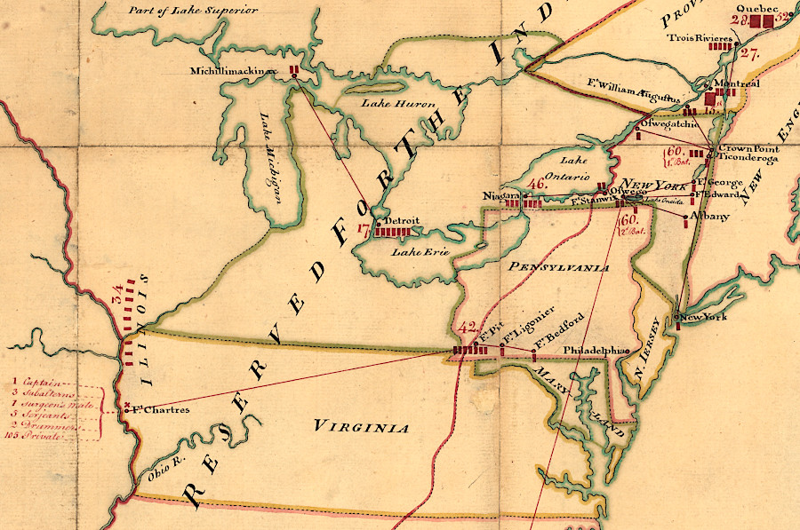 during the Stamp Act crisis in 1765, the largest number of British troops in Virginia were based at Fort Chartres (Prairie du Rocher) on the Mississippi River, far from Williamsburg